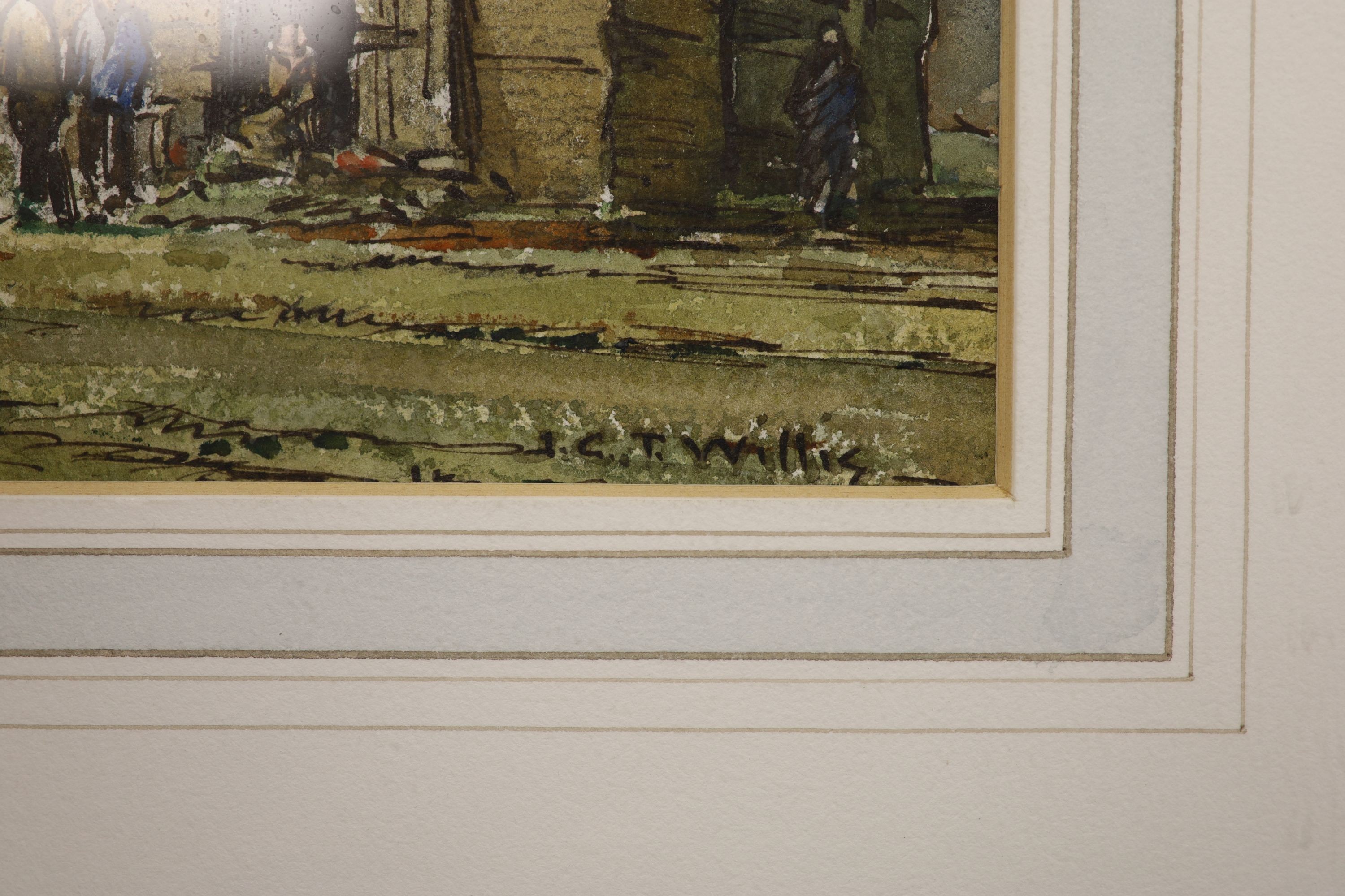 Major-General John Christopher Temple Willis R.I. (1900-1969), watercolour, Fishing huts, Hastings, signed, 23 x 33cm
